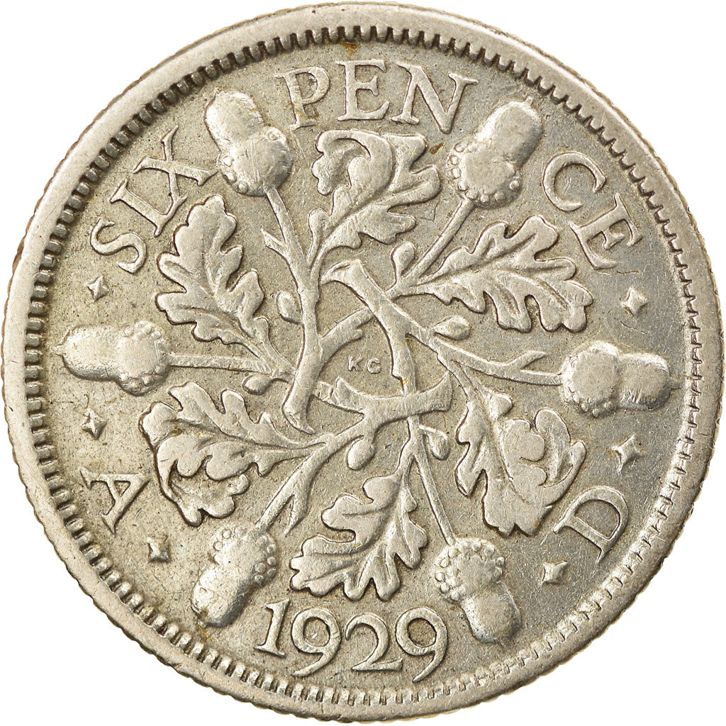 Coin, Great Britain, George V, 6 Pence, 1929, EF(40-45), Silver, KM:832