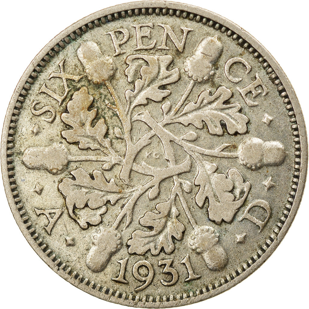 Coin, Great Britain, George V, 6 Pence, 1931, EF(40-45), Silver, KM:832