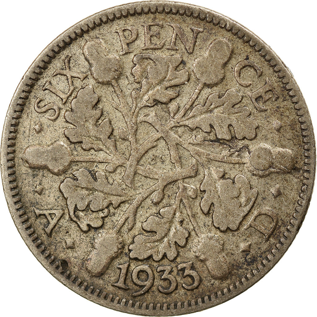 Münze, Großbritannien, George V, 6 Pence, 1933, SS, Silber, KM:832