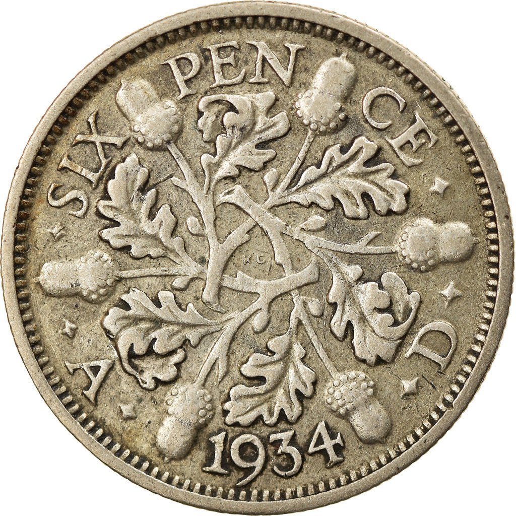 Coin, Great Britain, George V, 6 Pence, 1934, EF(40-45), Silver, KM:832
