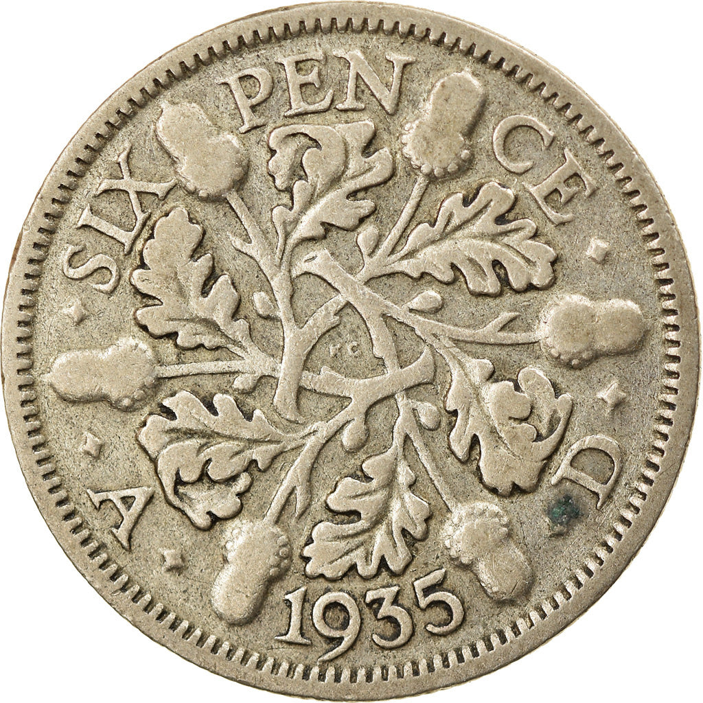 Münze, Großbritannien, George V, 6 Pence, 1935, S+, Silber, KM:832