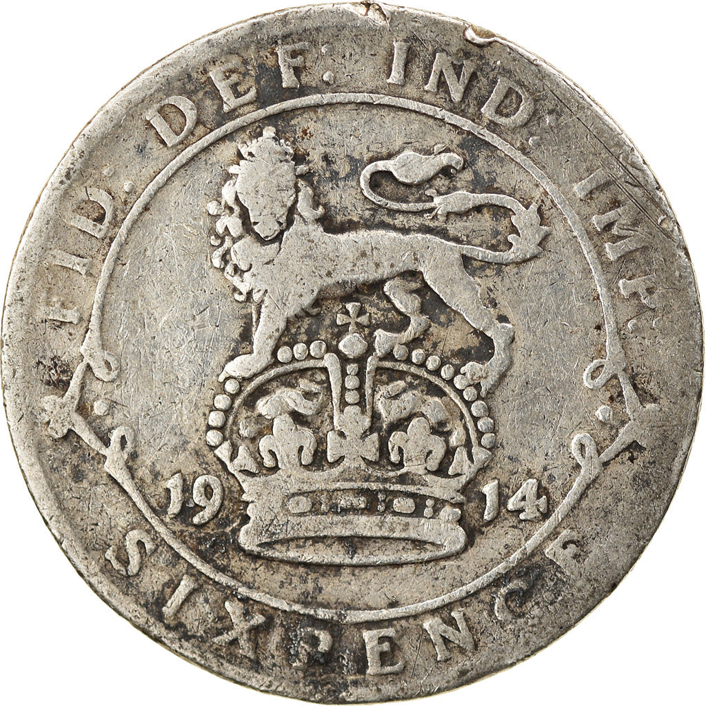 Coin, Great Britain, George V, 6 Pence, 1914, VF(20-25), Silver, KM:815