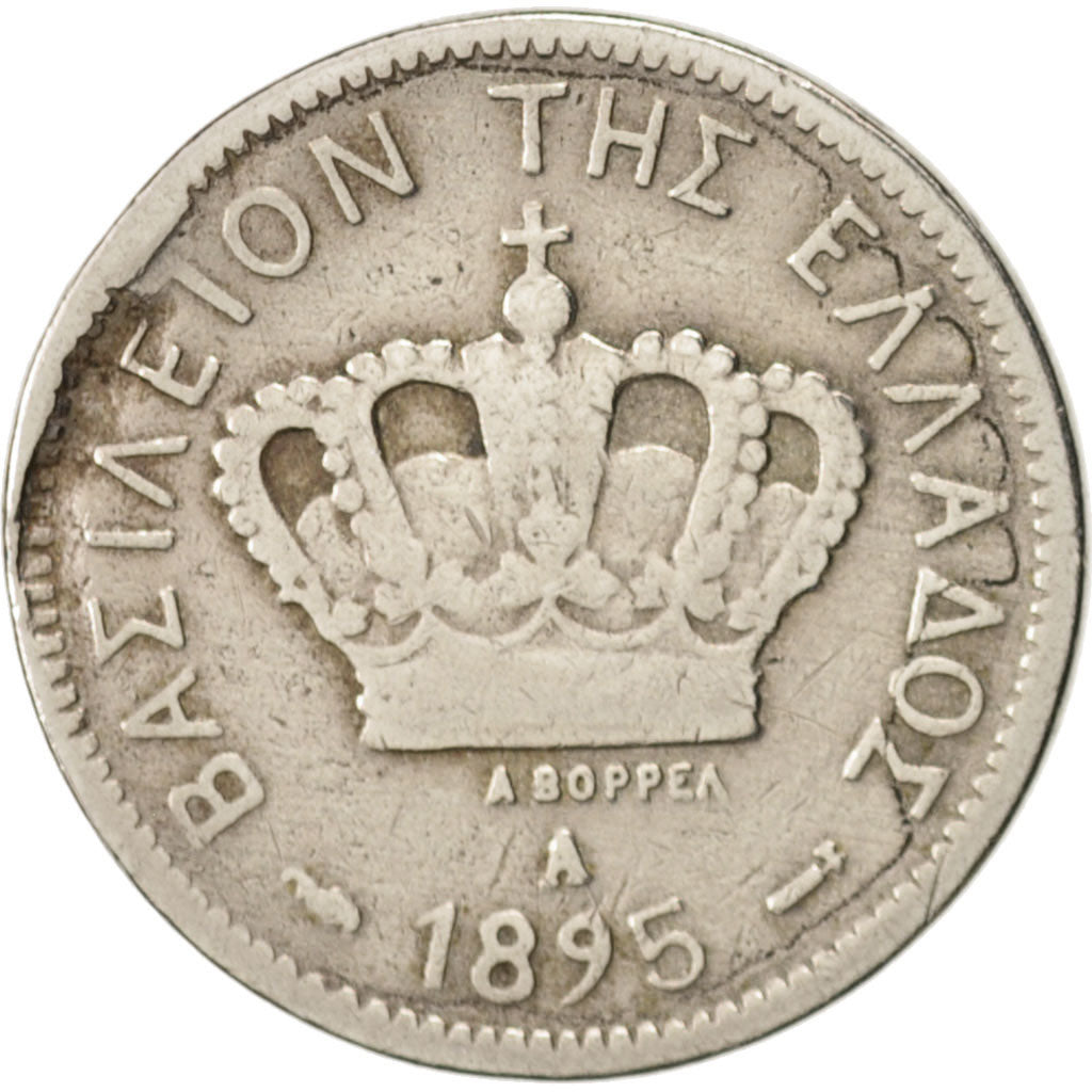 Greece, George I, 10 Lepta, 1895, Paris, EF(40-45), Copper-nickel, KM:59