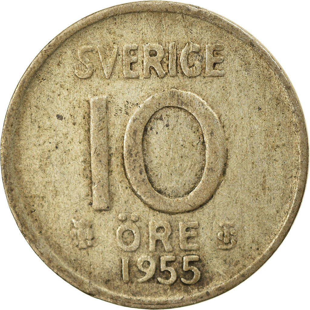 Münze, Schweden, Gustaf VI, 10 Öre, 1955, SS, Silber, KM:823