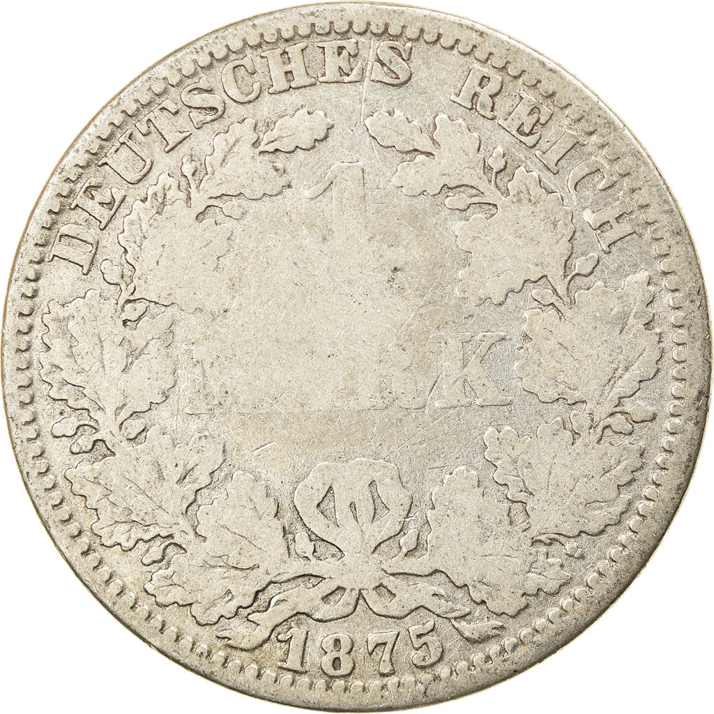 Coin, GERMANY - EMPIRE, Wilhelm I, Mark, 1875, Berlin, VF(20-25), Silver, KM:7