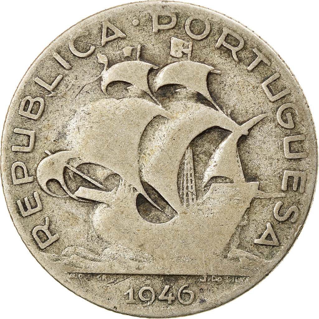 Monnaie, Portugal, 2-1/2 Escudos, 1946, B+, Argent, KM:580
