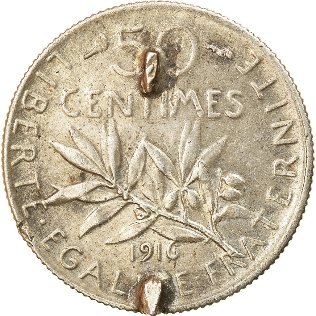 Coin, France, Semeuse, 50 Centimes, 1916, Paris, EF(40-45), Silver, KM:854