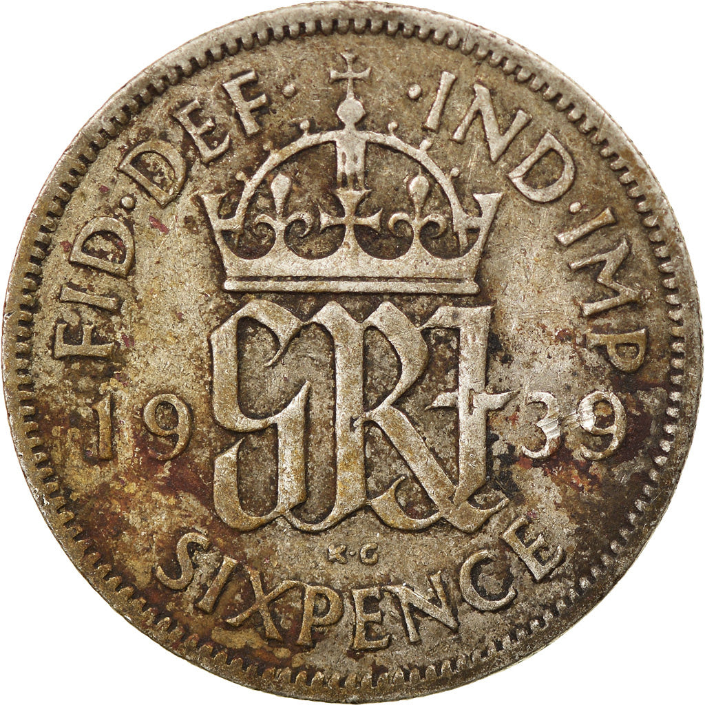 Moneta, Gran Bretagna, George V, 6 Pence, 1939, MB, Argento, KM:832