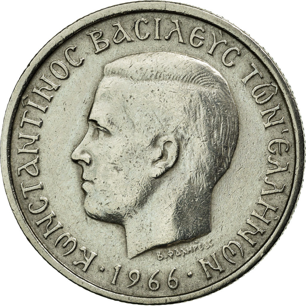Coin, Greece, Constantine II, Drachma, 1966, AU(50-53), Copper-nickel, KM:89