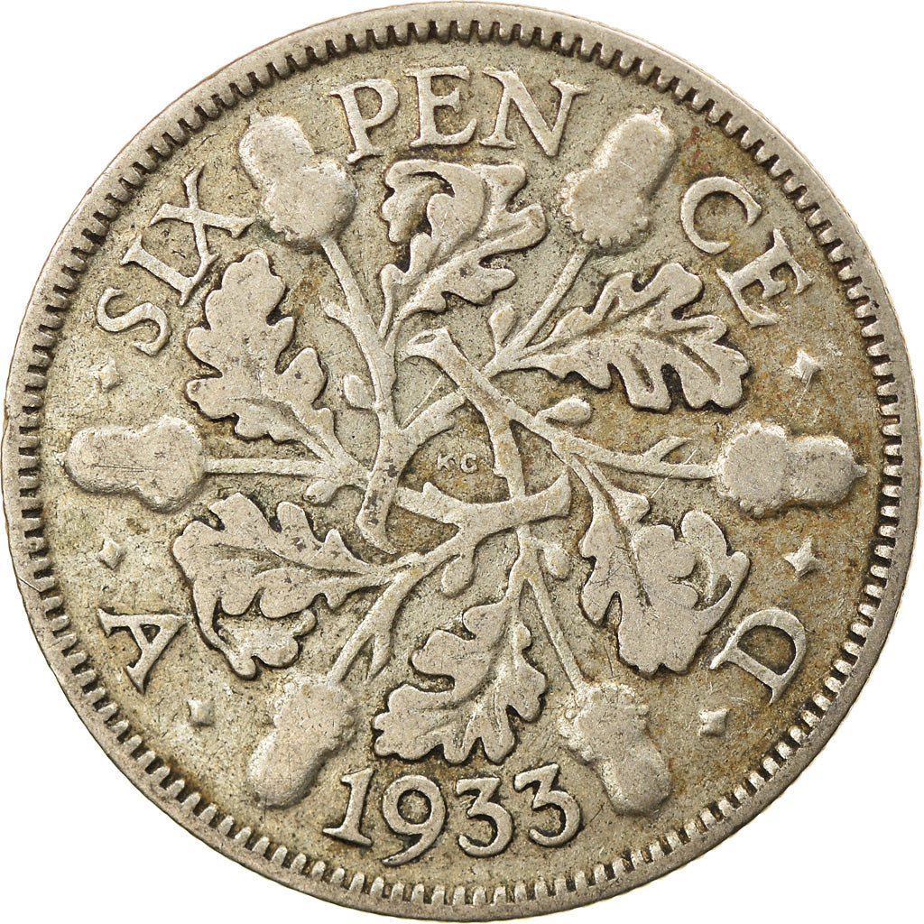 Coin, Great Britain, George V, 6 Pence, 1933, VF(30-35), Silver, KM:832