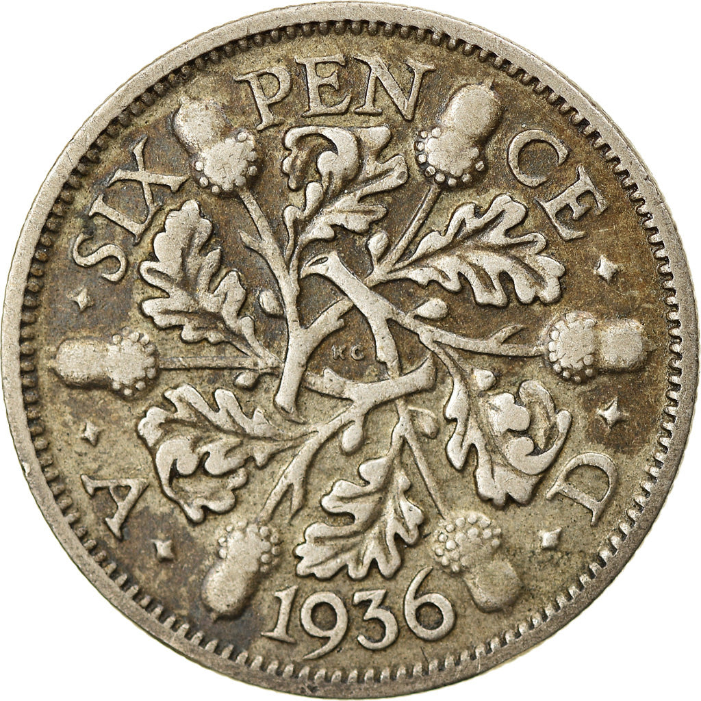 Coin, Great Britain, George V, 6 Pence, 1936, VF(30-35), Silver, KM:832