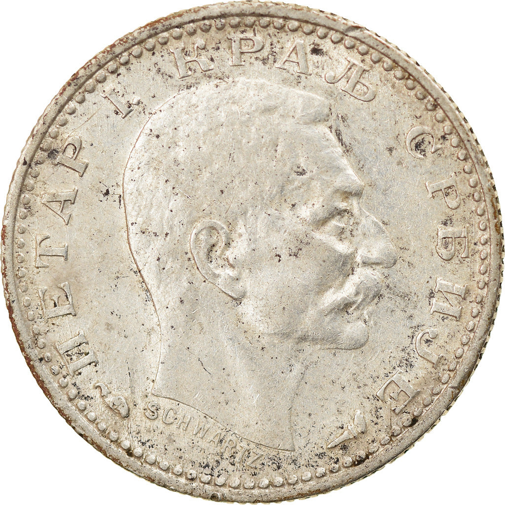 Monnaie, Serbie, Peter I, 50 Para, 1915, Gorham Mfg. Co., Variété, TTB