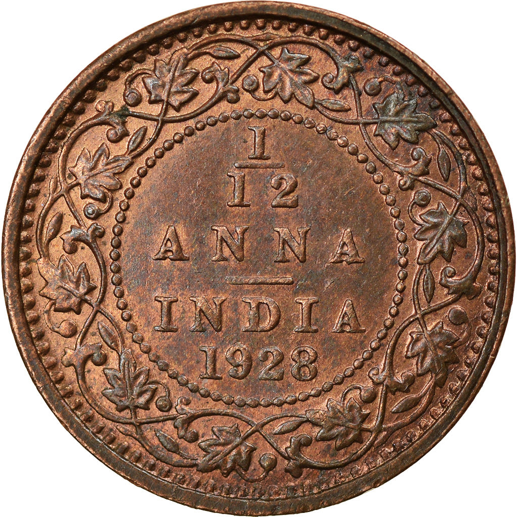 Coin, INDIA-BRITISH, George V, 1/12 Anna, 1 Pie, 1928, EF(40-45), Bronze, KM:509