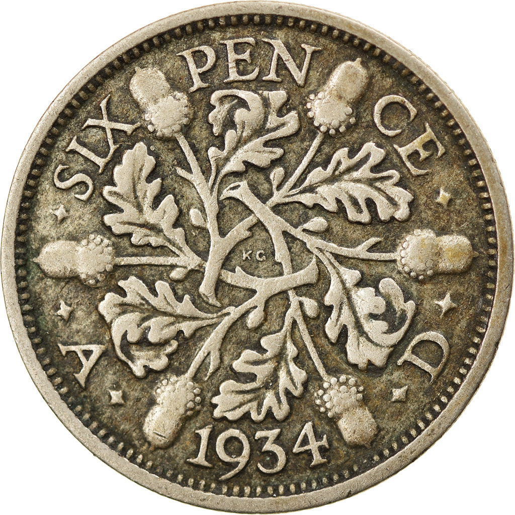 Münze, Großbritannien, George V, 6 Pence, 1934, S+, Silber, KM:832