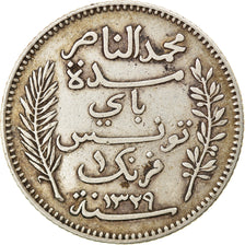 Coin, Tunisia, Muhammad al-Nasir Bey, Franc, 1911, Paris, EF(40-45), Silver