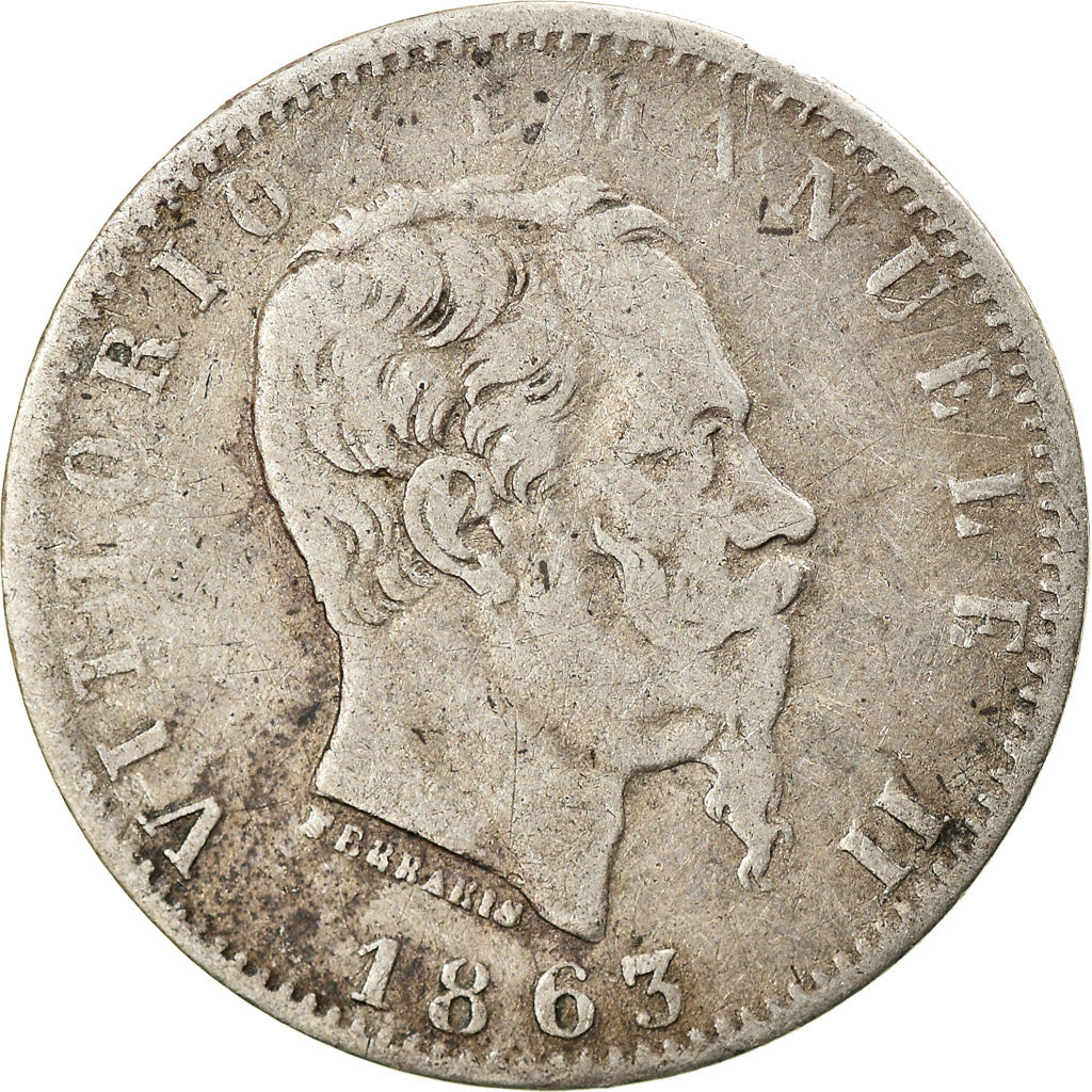 Monnaie, Italie, Vittorio Emanuele II, 20 Centesimi, 1863, Torino, TB, Argent