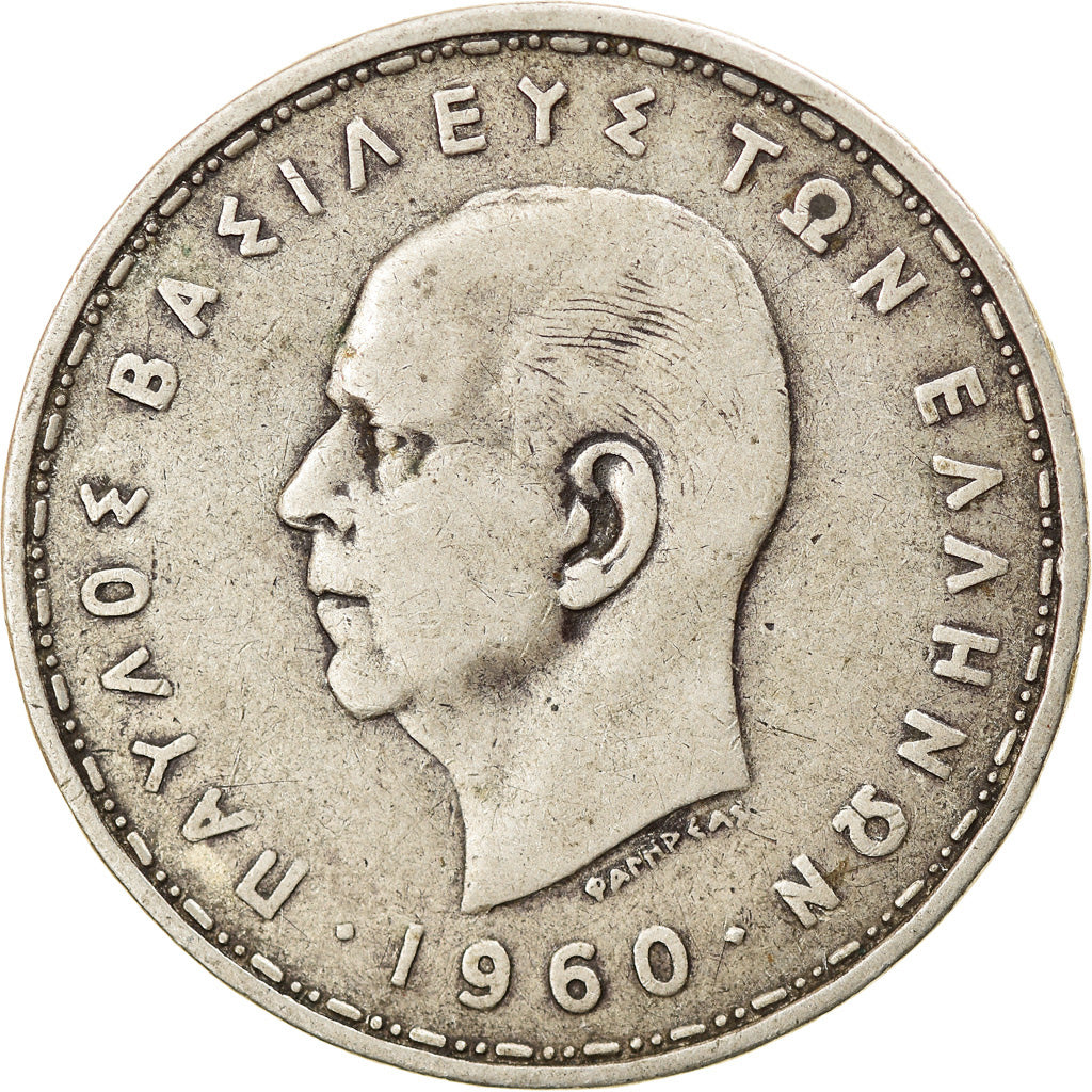 Coin, Greece, Paul I, 20 Drachmai, 1960, EF(40-45), Silver, KM:85