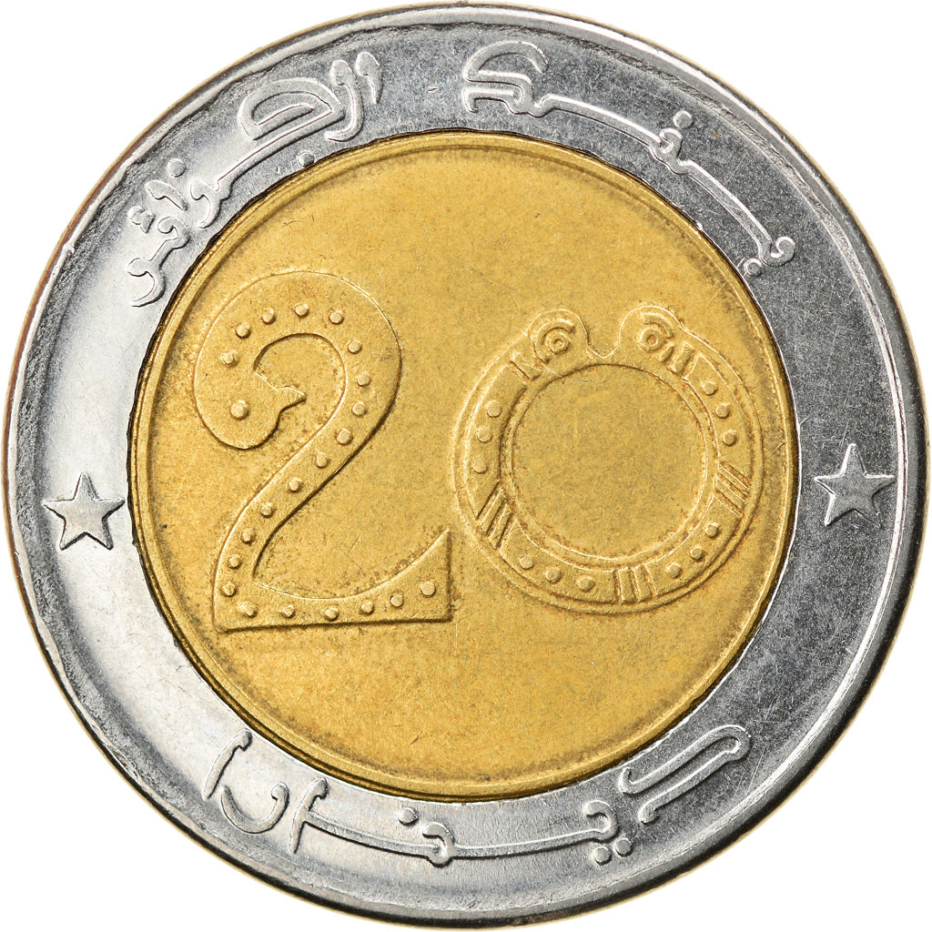 Monnaie, Algeria, 20 Dinars, 1992, Algiers, TTB, Bi-Metallic, KM:125