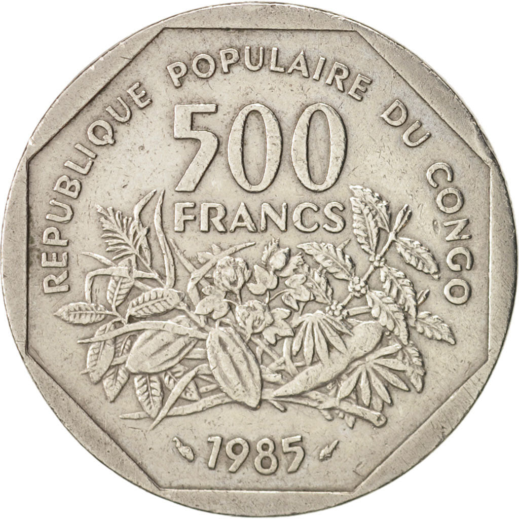 Congo Republic, 500 Francs, 1985, Paris, AU(50-53), Copper-nickel, KM:4
