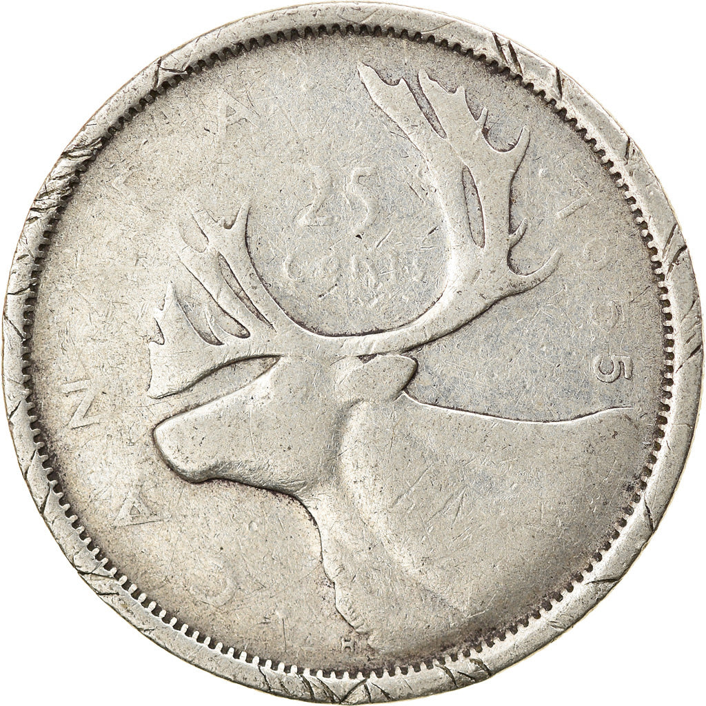 Coin, Canada, Elizabeth II, 25 Cents, 1955, Royal Canadian Mint, Ottawa