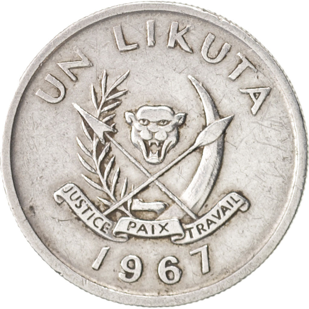 CONGO, DEMOCRATIC REPUBLIC, Likuta, 1967, EF(40-45), Aluminum, KM:8