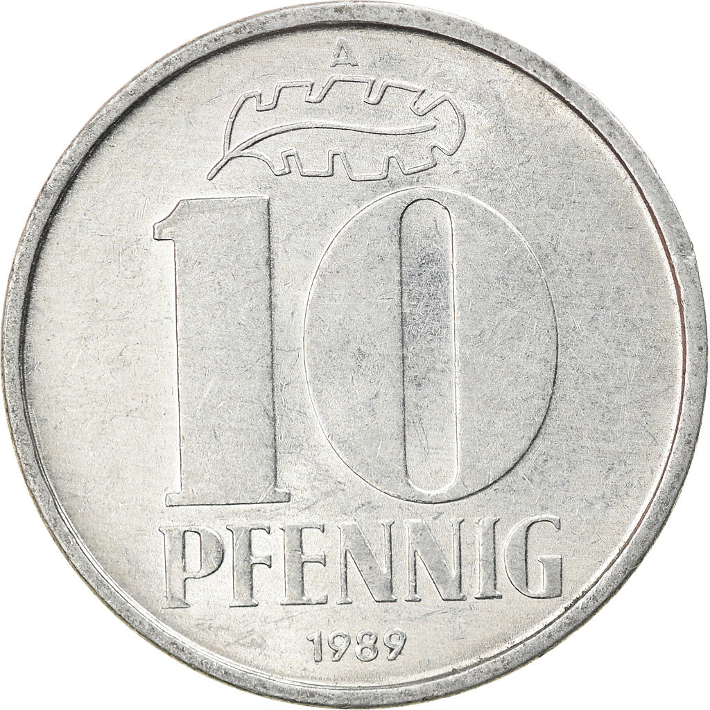 Coin, GERMAN-DEMOCRATIC REPUBLIC, 10 Pfennig, 1989, Berlin, EF(40-45), Aluminum