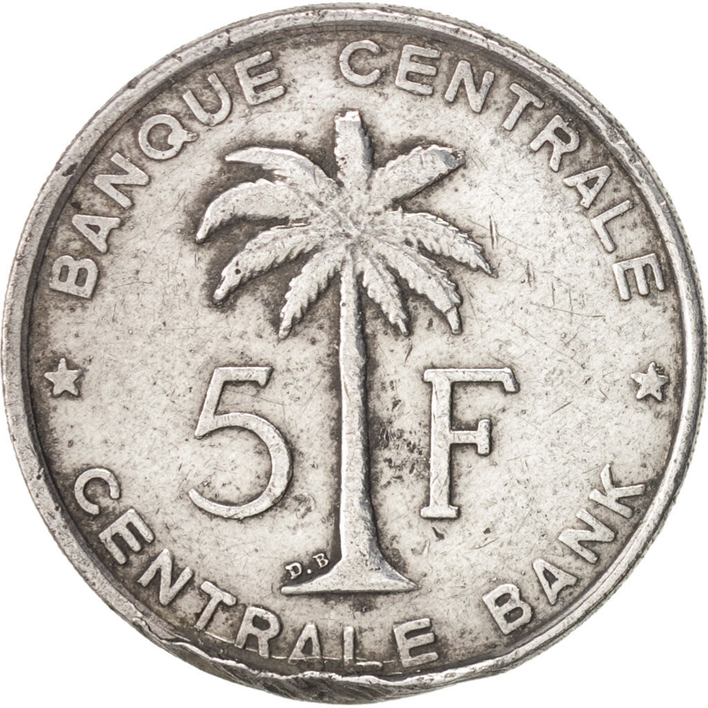 Belgian Congo, RUANDA-URUNDI, 5 Francs, 1958, VF(30-35), Aluminum, KM:3
