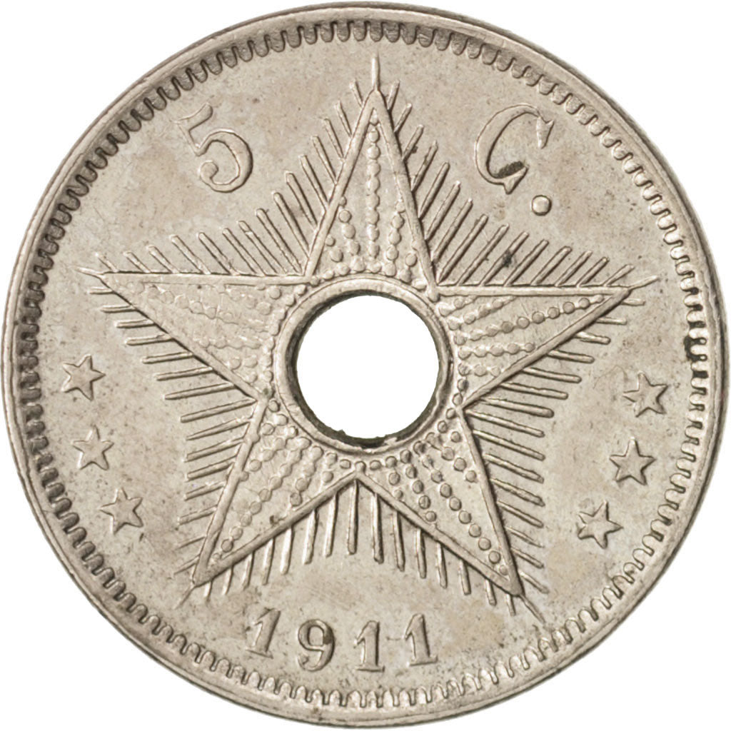 Belgisch-Kongo, 5 Centimes, 1911, SS+, Copper-nickel, KM:17