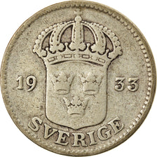 Moneta, Svezia, Gustaf V, 25 Öre, 1933, BB, Argento, KM:785