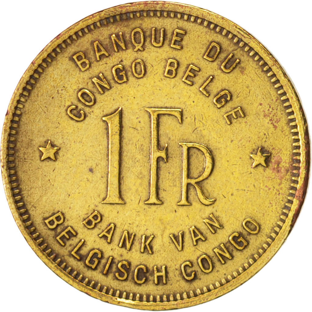 Belgian Congo, Franc, 1944, EF(40-45), Brass, KM:26