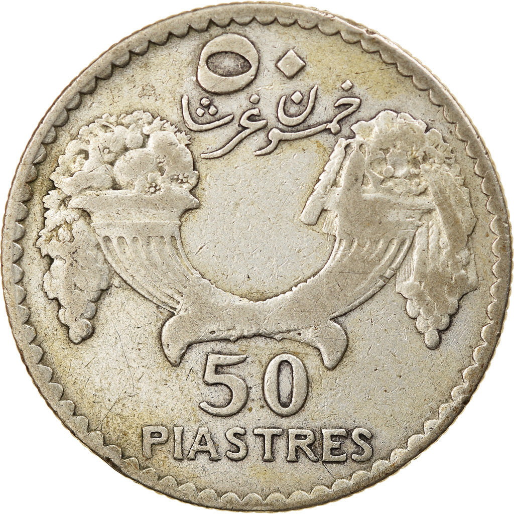 Coin, Lebanon, 50 Piastres, 1929, Paris, EF(40-45), Silver, KM:8, Lecompte:41