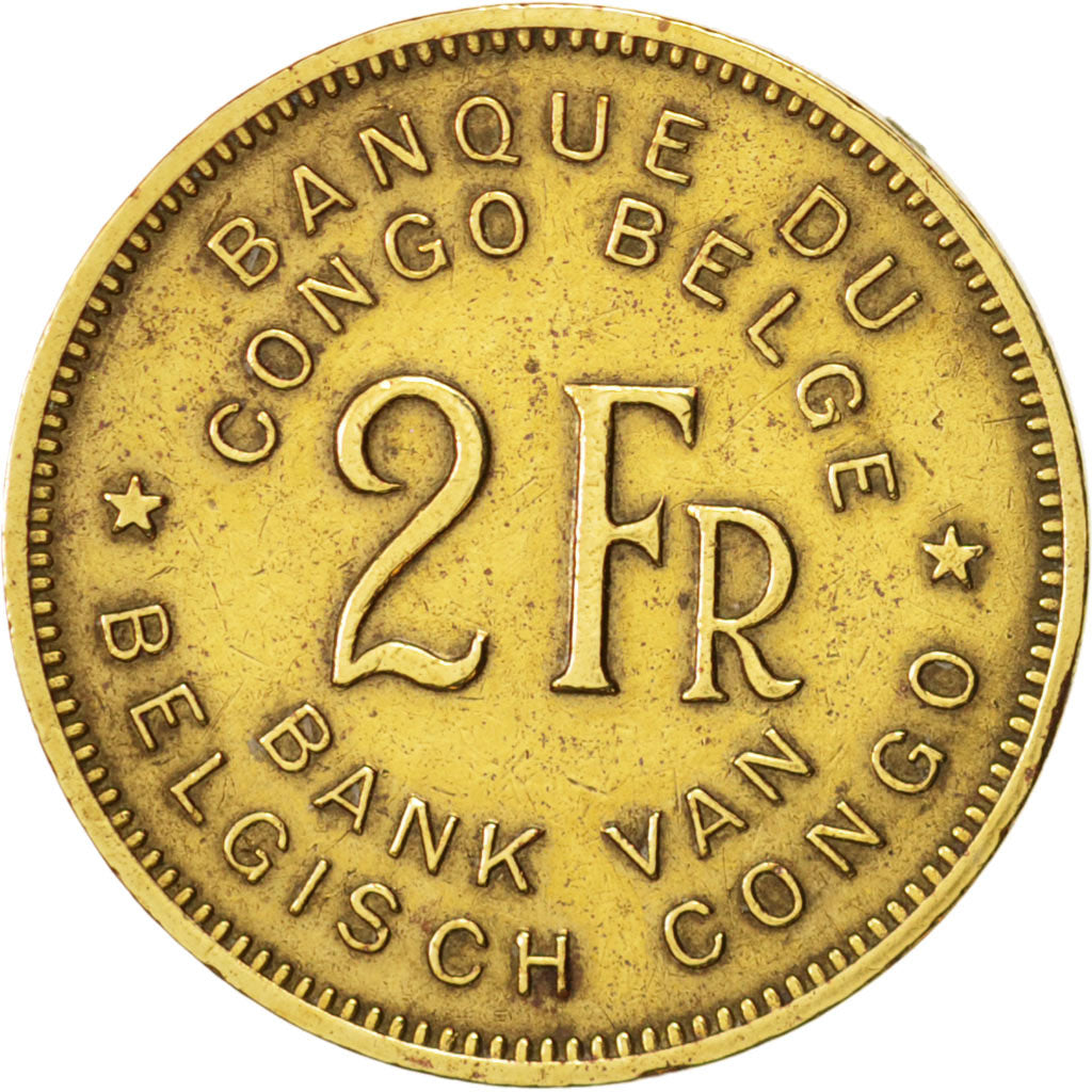 Belgisch-Kongo, 2 Francs, 1946, VZ, Brass, KM:28