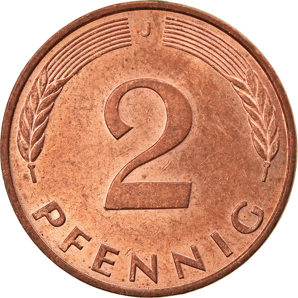 Moneta, GERMANIA - REPUBBLICA FEDERALE, 2 Pfennig, 1995, Hambourg, BB, Acciaio