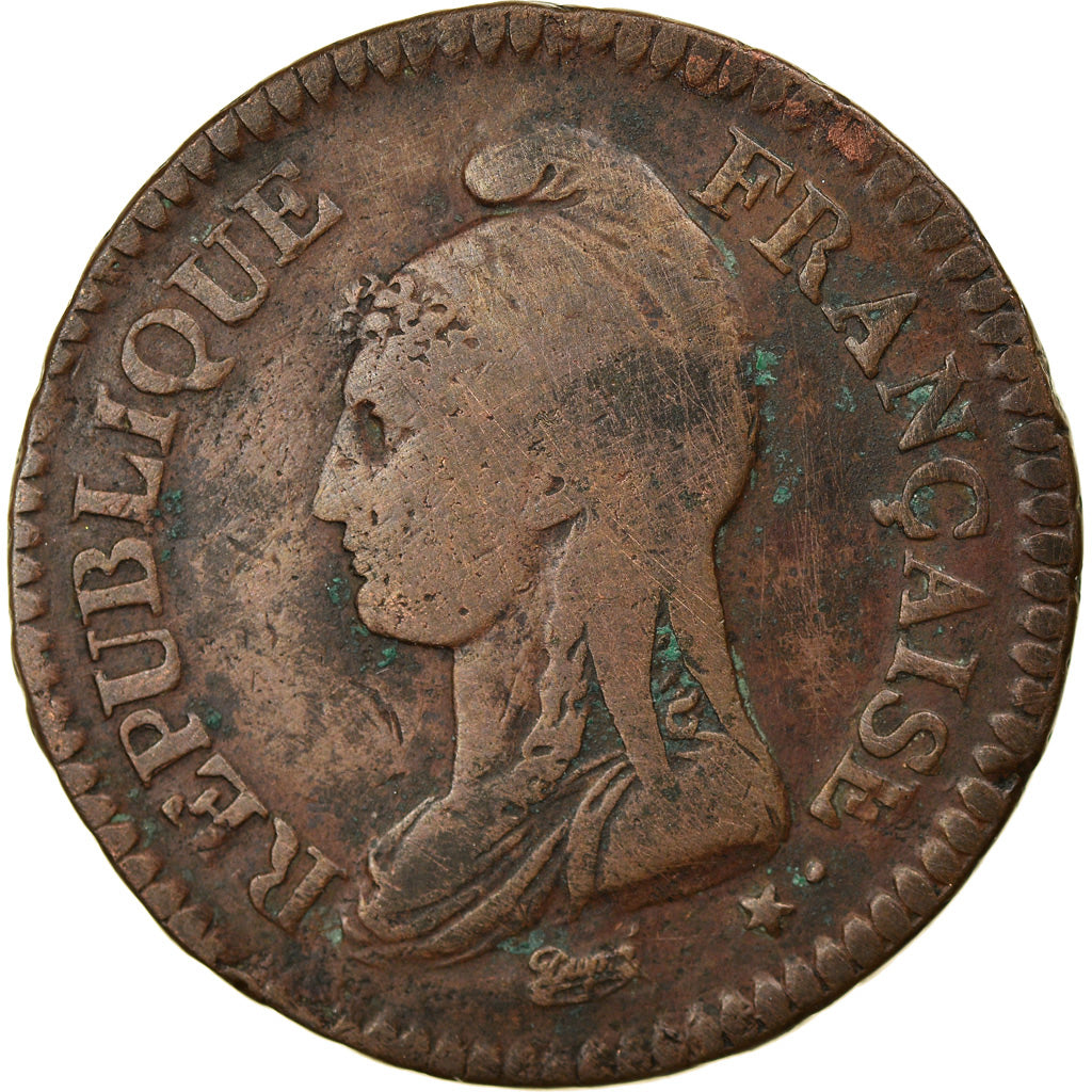 Coin, France, Dupré, Decime, AN 7, Paris, VF(20-25), Bronze, KM:644.1