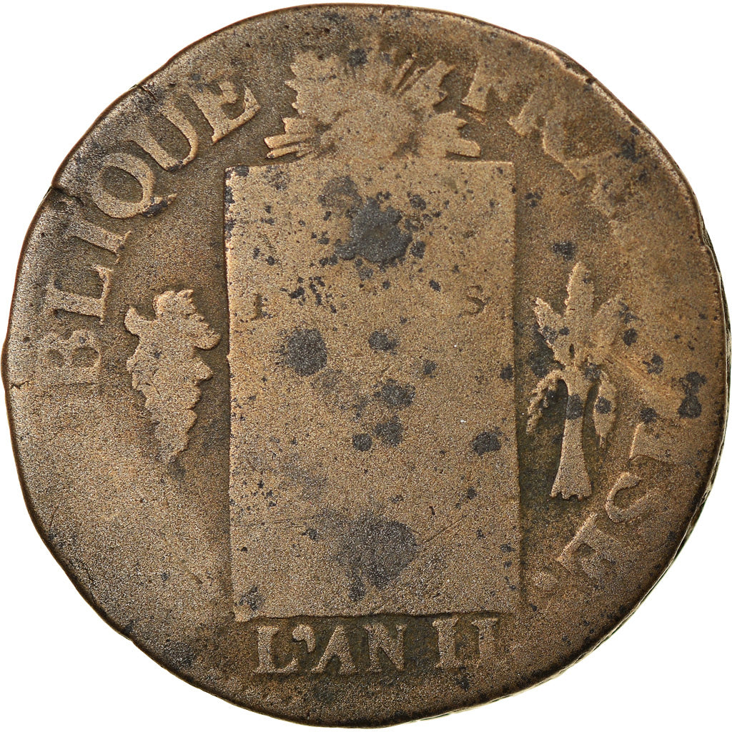 Moneda, Francia, Sol aux balances françoise, Sol, 1793, Nantes, BC, Bronce