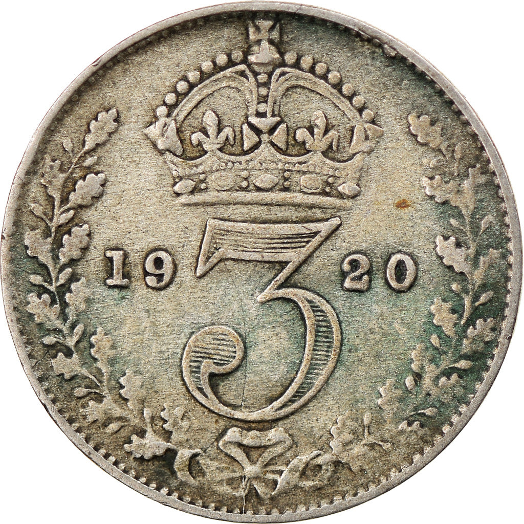 Coin, Great Britain, George V, 3 Pence, 1920, VF(30-35), Silver, KM:813a