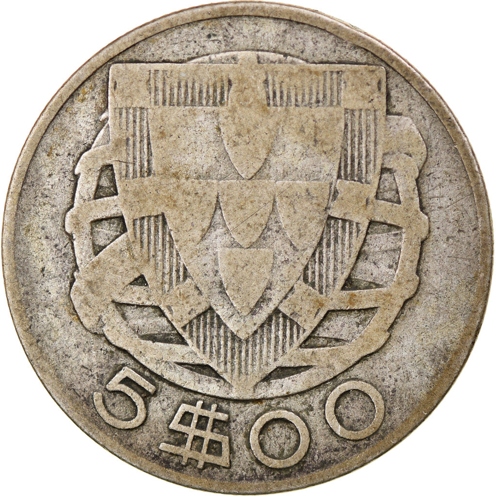 Coin, Portugal, 5 Escudos, 1933, VF(20-25), Silver, KM:581
