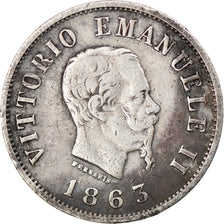 Coin, Italy, Vittorio Emanuele II, 50 Centesimi, 1863, Milan, EF(40-45), Silver