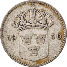 Coin, Sweden, Gustaf V, 10 Öre, 1936, EF(40-45), Silver, KM:780