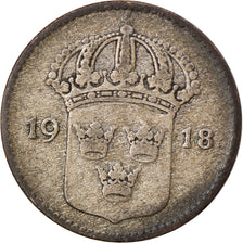 Coin, Sweden, Gustaf V, 10 Öre, 1918, EF(40-45), Silver, KM:780