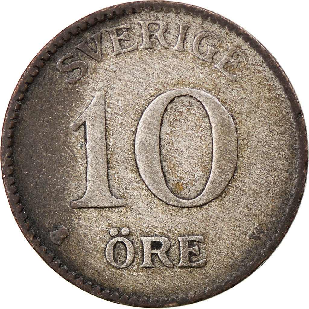 Coin, Sweden, Gustaf V, 10 Öre, 1918, EF(40-45), Silver, KM:780