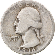Coin, United States, Washington Quarter, Quarter, 1936, U.S. Mint, Philadelphia
