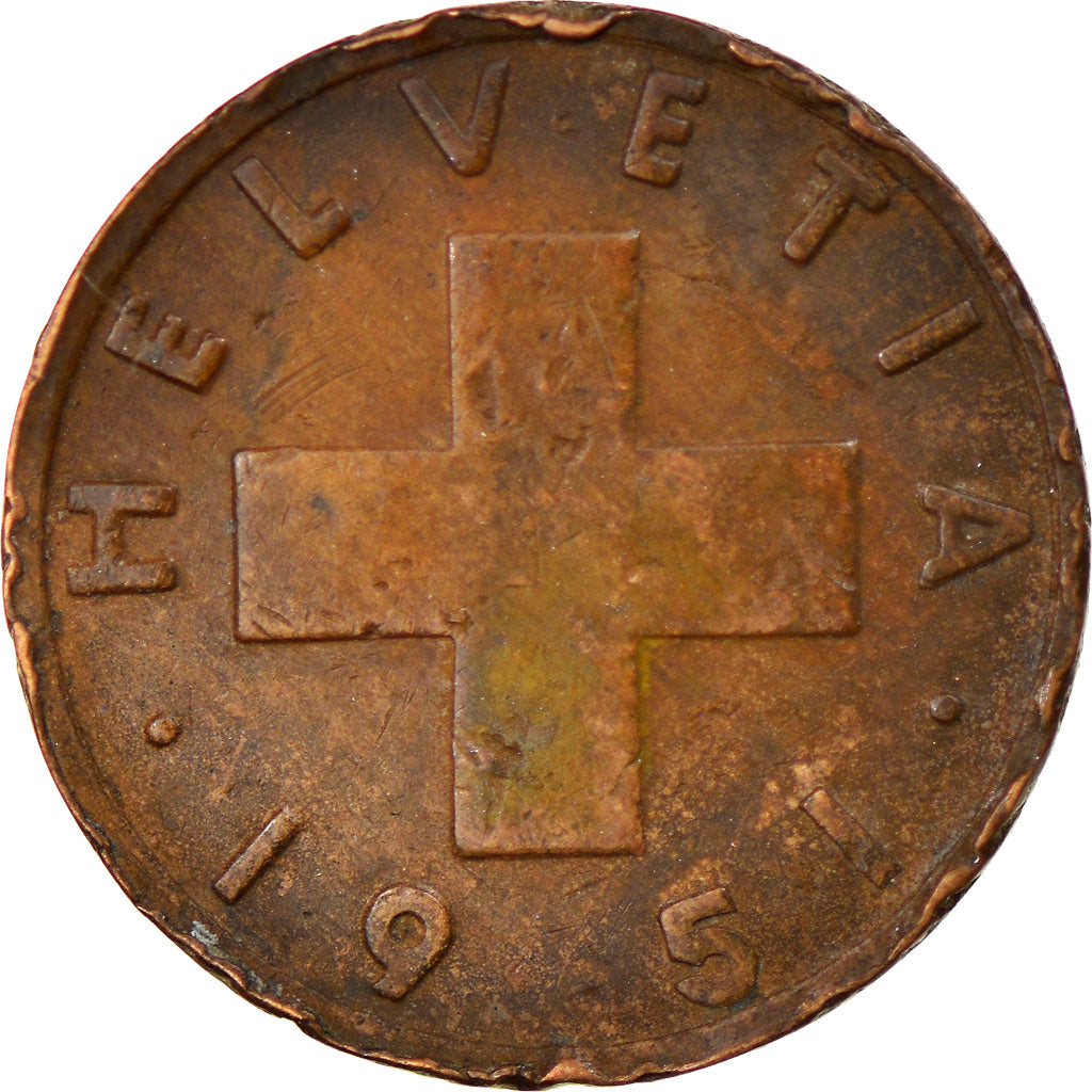 Coin, Switzerland, Rappen, 1951, Bern, VF(20-25), Bronze, KM:46