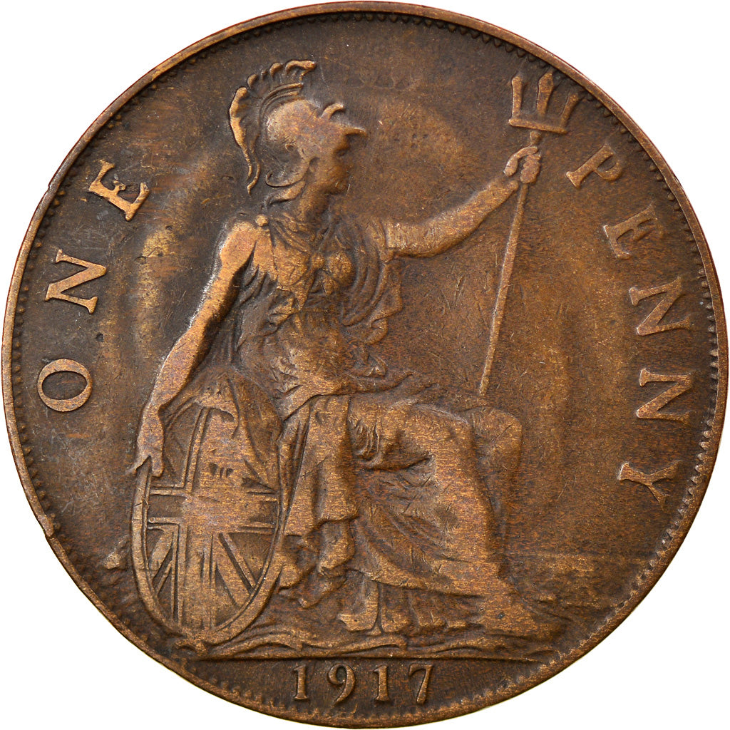 Coin, Great Britain, George V, Penny, 1917, EF(40-45), Bronze, KM:810