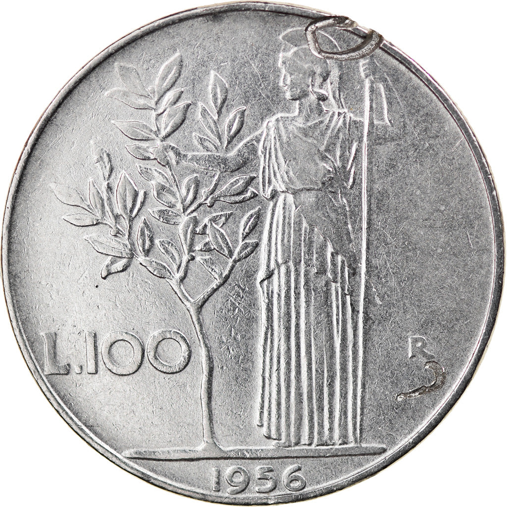 Coin, Italy, 100 Lire, 1956, Rome, VF(20-25), Stainless Steel, KM:96.1