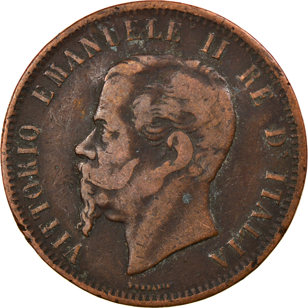 Moeda, Itália, Vittorio Emanuele II, 10 Centesimi, 1862, Milan, VF(20-25)