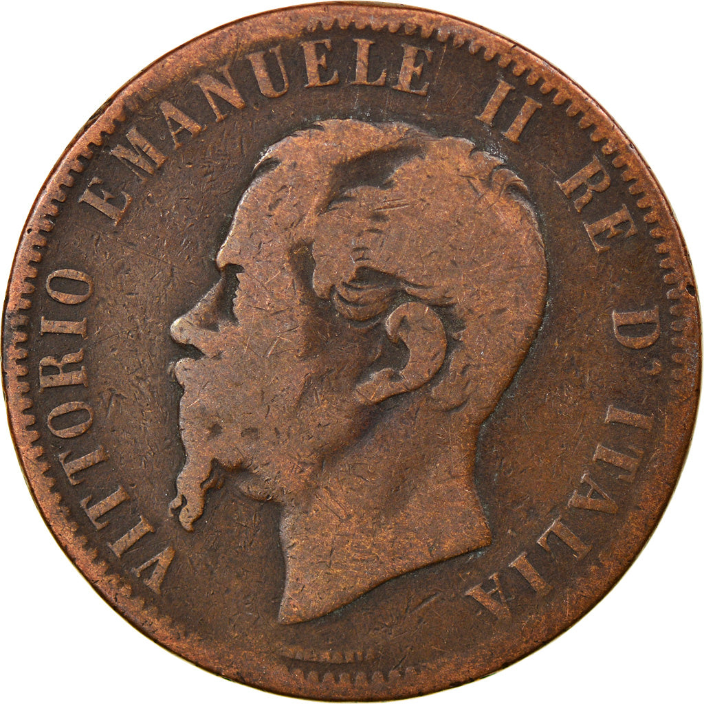 Moneta, Włochy, Vittorio Emanuele II, 10 Centesimi, 1866, Torino, VF(20-25)