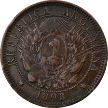Coin, Argentina, 2 Centavos, 1893, EF(40-45), Bronze, KM:33