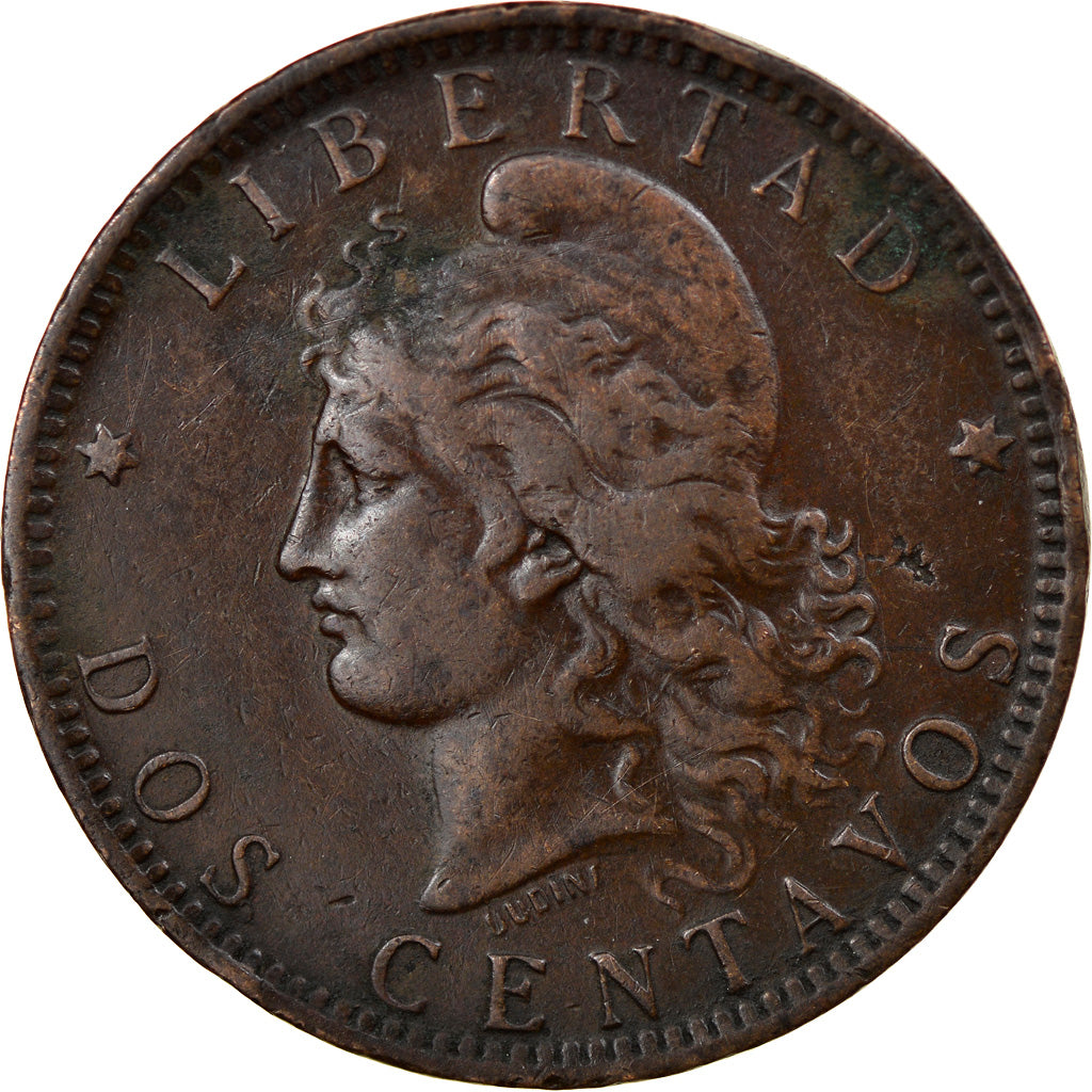 Coin, Argentina, 2 Centavos, 1893, EF(40-45), Bronze, KM:33