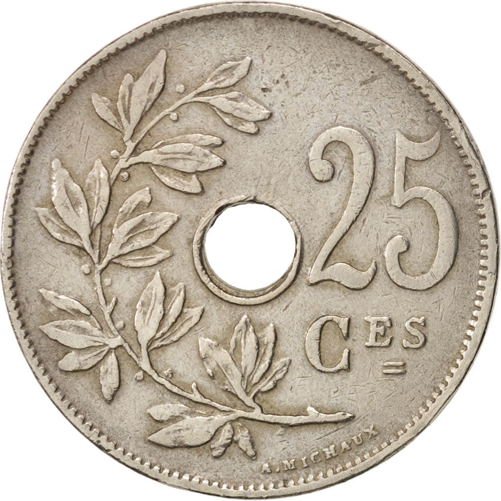 Belgium, 25 Centimes, 1928, AU(50-53), Copper-nickel, KM:68.1